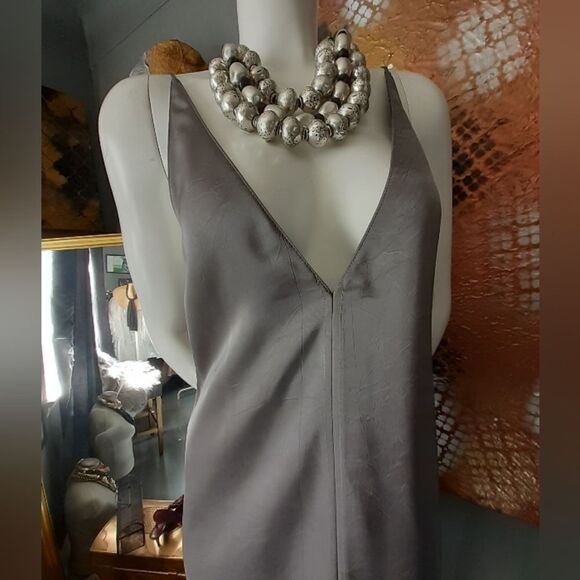 NWT Zara Elegant Gray Maxi Slip Dress - Picture 9 of 15